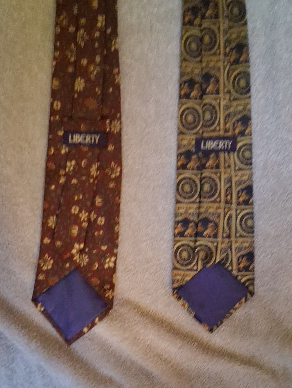liberty Brown Floral and Gold Geometric Silk Tie Duo